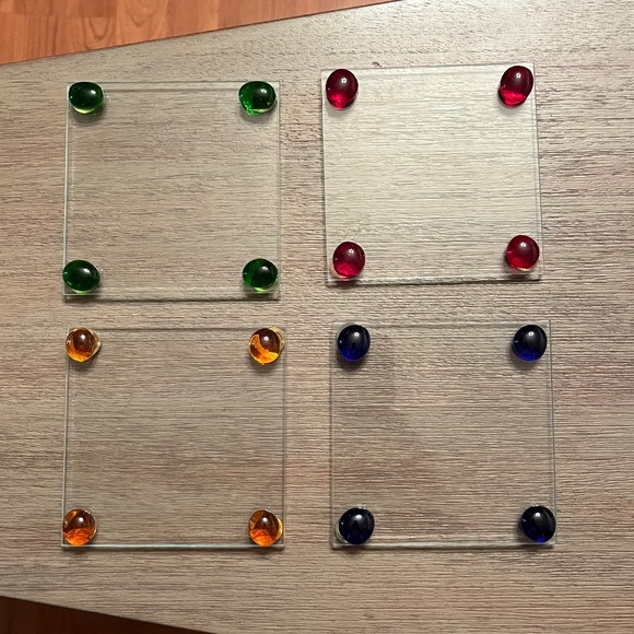 Clear Glass Coasters with Colorful Fused Glass Corners, 4" x 4" - Picture 2 of 9